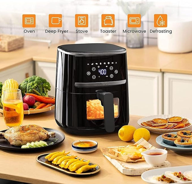 5QT Air Fryer with Touchscreen & View Window - 8-In-1 Digital Airfryer, Oil-Free Cooking, Timer Control, Compact Air Fryer for Home/Kitchen/Dorm Use