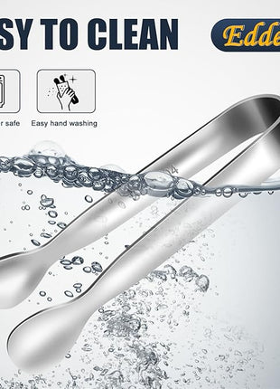 Mini Tongs For Serving Food，Set fo 12 Small Tongs For Appetizers，Small Stainless Steel Metal Cooking Tong，for Tea Party Coffee Bar, 4 inch Sugar Tong - Silver