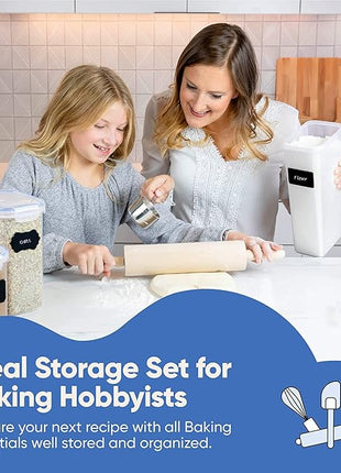 Airtight Food Storage Containers Set with Lids For Kitchen Organization 14 Pack - BPA Free Food Canisters With Labels, Marker & Spoon Set For Pantry Organization And Storage - Royal Blue