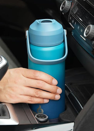 BJPKPK Insulated Water Bottle with Straw Lid, 18oz Thermo Water Bottles with Soft Nozzle, Flex Handle & Non-slip Boot, BPA Free Leak Proof Stainless Steel Metal Thermo, Tumblers, Cups,Vast