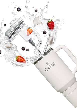 Cirkul 40oz. Pearl Stainless Steel Tumbler with Handle, All-Day StrawSip™, Double-Wall Insulated