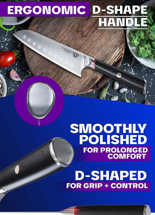 Dalstrong Santoku Knife - 7 inch - Phantom Series - Japanese High-Carbon AUS8 Steel - Pakkawood Handle - Razor Sharp Kitchen Knife - Asian Vegetable Knife - Sheath Included