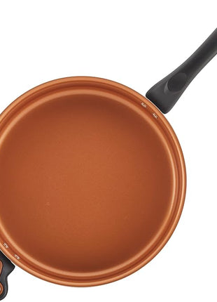 Farberware Glide Ceramic Nonstick Saute Pan / Frying Pan / Fry Pan with Lid and Helper Handle - 4 Quart, Black