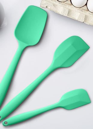 Silicone Spatula 3-piece Set, Ergonomic Handle High Heat-Resistant Spatulas, Non-stick Rubber Spatulas with Stainless Steel Core, Macaron Green