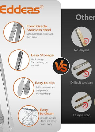 Kitchen Tweezers Tongs, Cooking Tweezers Stainless Steel - 3 Size 12'' 10'' & 8 inch Ideal for Meat, pasta, plating and pinching delicate small pieces of food, Set of 3