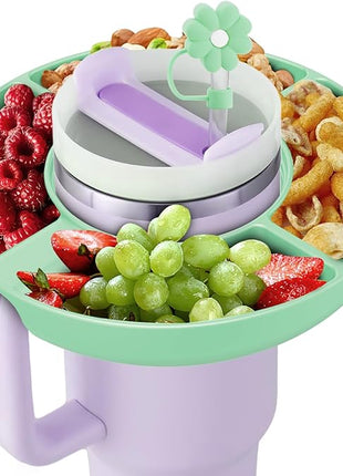 Snack Bowl for Stanley Cup 30 oz with Handle-Perfectly Compatible with Stanley Quencher H2.0 Tumbler 30 oz with Handle, Reusable Silicone Snack Tray, Stanley cup accessories (eal Snack Bowl)