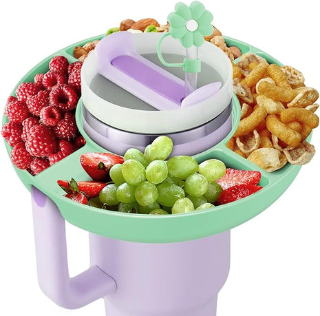Snack Bowl for Stanley Cup 30 oz with Handle-Perfectly Compatible with Stanley Quencher H2.0 Tumbler 30 oz with Handle, Reusable Silicone Snack Tray, Stanley cup accessories (eal Snack Bowl)
