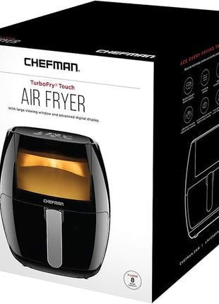 Chefman TurboFry Touch 8 Quart Air Fryer w/ XL Viewing Window & Advanced Digital Display, Fry with Less Oil for Healthy Food, Adjustable Temperature Control, Cooking Presets & Dishwasher-Safe Basket