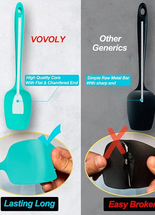 Silicone Spatula Set, High Heat Resistan Rubber Spoon Spatula, Non-Stick Spoonula with Seamless One Piece Design, Flexible Scrapers Baking Mixing Tool, 3 Pack, teal