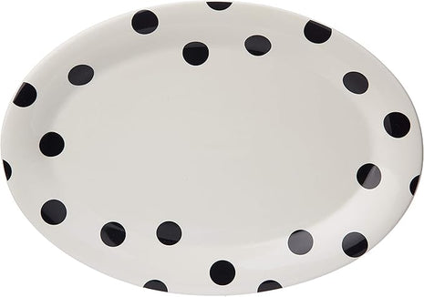 Kate Spade New York Deco Dot 14" Oval Serving Platter, 2.95 LB, White