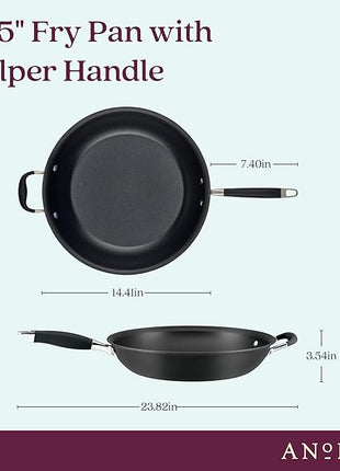 Anolon Advanced Home Hard Anodized Nonstick Frying Pan, 14.5 Inch – Large Skillet with Helper Handle, 14 Inch Nonstick Frying Pan, Durable Cookware - Onyx