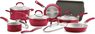 Rachael Ray Create Delicious Nonstick Cookware Pots and Pans Set, 13 Piece, Red Shimmer
