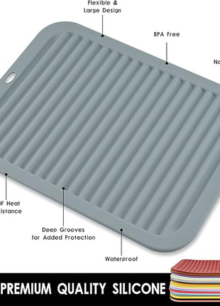 Silicone Trivets mat Smithcraft 9"X12" Big Multi-Purpose Drying Trivet Mat, Pot Holder, Waterproof, (Set of 2) Non Slip, Flexible, Durable, Dishwasher Safe Green