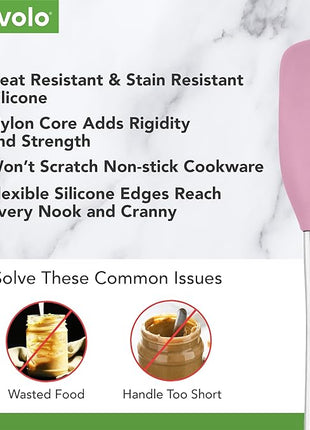 Tovolo Jar Spatula Silicone Long Stainless Steel Handle Scraper Spatula Pink Sorbet, Jar Scraper Heat Resistant Dishwasher Safe BPA Free Kitchen Utensil for Scraping Spreading Jelly Peanut Butter