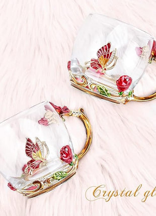 OEAGO Gifts for Mom Women Stocking Stuffers for Women Christmas Glass Coffee Enamels Mug Valentines Day Gifts for Her Girlfriend Wife Best Birthday Valentine's Mothers Day from Daughter Son Tea Cup