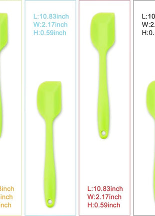 Silicone Spatula 4-piece Set, Heat-Resistant Non-stick Rubber Spatulas with Stainless Steel Core, Green