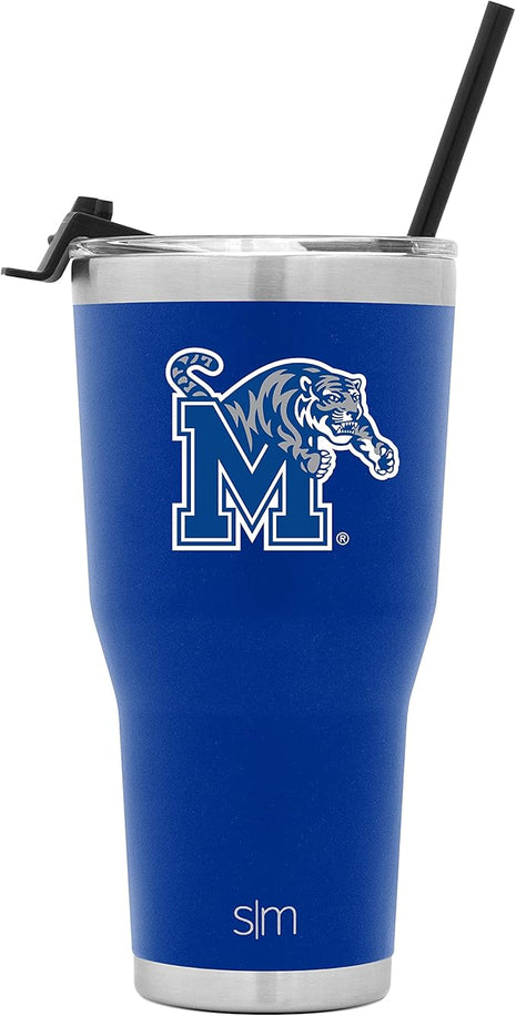 Simple Modern Officially Licensed Collegiate Memphis Tigers Tumbler with Straw and Flip Lid | Insulated Stainless Steel 30oz Thermos | Cruiser Collection | University of Memphis