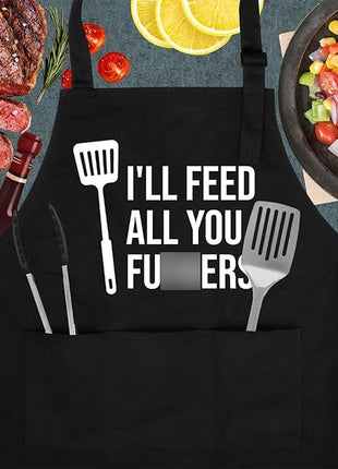 Miracu Funny Cooking Aprons for Men Women, Funny Dad Gifts for Mens Father, Mom - Fathers Christmas, Birthday Gifts for Dad Step Brother Boyfriend Husband, Cool BBQ Grilling Kitchen Chef Apron