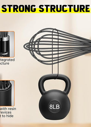 HOTEC 4 Pieces Silicone Whisks Set, Wire Balloon Whisks Egg Beater, Non-slip Handle Whisk for Non-stick Cookware Perfect for Cooking, Stirring, Beating and Blending (Black)