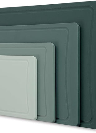 COOK WITH COLOR Non-Slip Cutting Board Set – Kitchen Essentials with Easy Grip Handle for Meat, Veggies, and Fruits, 4 Cutting Boards, Mint