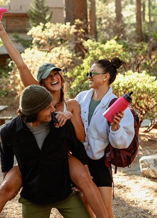 BJPKPK Water Bottle with Straw Lid, 32oz Vacuum Insulated Water Bottles, Metal Stainless Steel Thermo for Sports, Travel, BPA Free Leak Proof Thermo, Cups, Flasks, Tumblers,Cherry