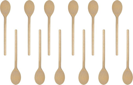 12PCS 12 Inch Long Wooden Spoons, Long Handle Wooden Cooking Mixing Oval Spoons Baking Cooking Tasting Stirring - Sauce Spoons. Made of Natural Beechwood