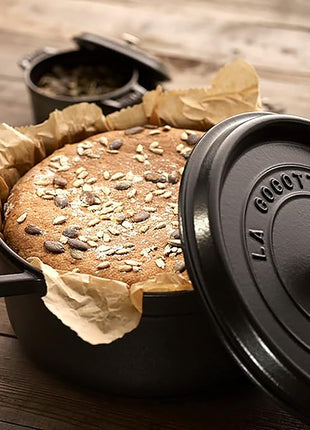 STAUB Cast Iron Dutch Oven 5.5-qt Round Cocotte, Made in France, Serves 5-6, Black Matte