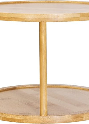 TB Home Two-Tier Bamboo Wood Lazy Susan Organizer Kitchen Turntable for Cabinet, Table or Pantry Organization
