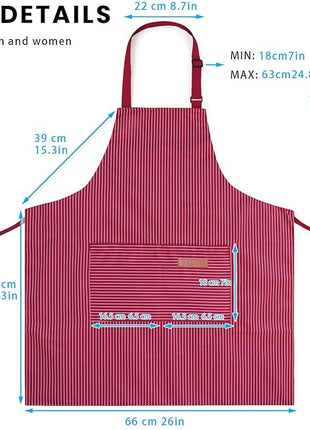 2 Pack Adjustable Bib Apron with 2 Pockets Chef Cooking Kitchen Restaurant Aprons for Women Men