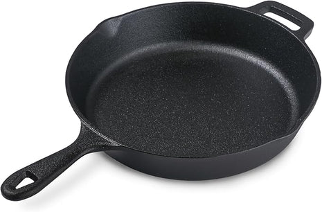 Commercial CHEF 10.25 Inch Preseasoned Cast Iron Skillet, Cast Iron Pan with Dual Pour Spouts
