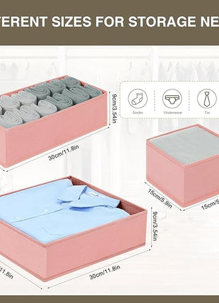 DIMJ Drawer Organizer for Clothing, 15 Pack Fabric Drawer Organizer Bins, Foldable Sock Organizer for Drawer, Dresser Organizer for Clothes, Socks, Bra, Tie (Pink)