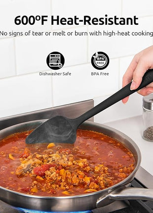 U-Taste Silicone Spatula Set with 600 Degrees Fahrenheit Heat Resistant (Black)