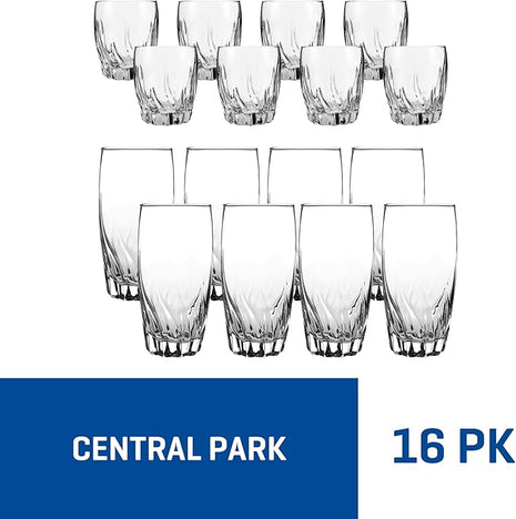Anchor Hocking Central Park Drinking Glasses (16-Pieces, dishwasher safe)