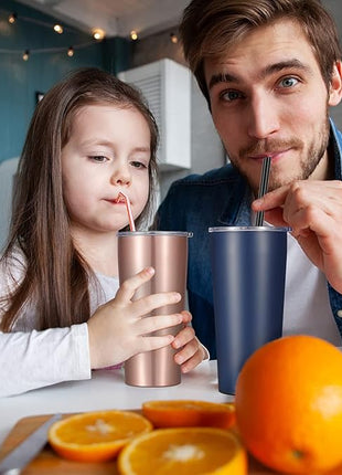 VEGOND 20oz Tumbler Bulk with Lid and Straw 12 Pack, Stainless Steel Vacuum Insulated Tumbler, Double Wall Coffee Cup Travel Mug, Rose Gold