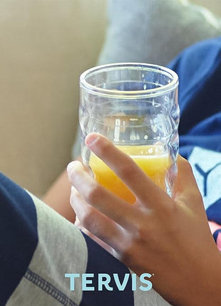 Tervis Clear & Colorful Tabletop Made in USA Double Walled Insulated Tumbler Travel Cup Keeps Drinks Cold & Hot, 10oz Wavy, Clear