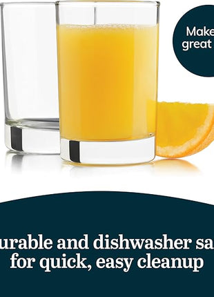 Libbey Fruit Juice Glasses, Heavy Base Glasses Drinking Set of 8, Breakfast Juice Cups, Everyday Clear Drinking Glasses for Cold Drinks