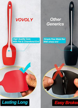 Silicone Spatula Set, Heat Resistant Rubber Spoon Spatula with Seamless One Piece Design, Non-Stick Spoonula, Flexible Scrapers Baking Mixing Tool,3 Pack, Multi-color