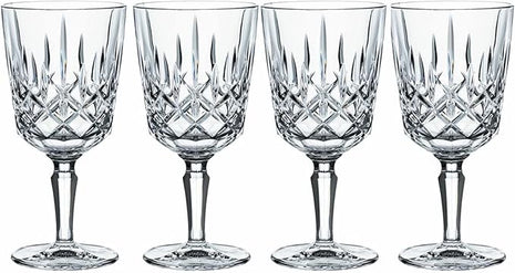 Nachtmann Noblesse 12 Oz. All Purpose Glasses, Set of 4 – 7.4" Crystal Drinkware with Elegant Cut Design, Modern Barware Glasses for Wine, Cocktails & Water, Lead-Free – Stylish Bar & Dining Set