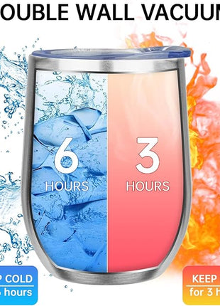 MEZMUT 12oz Insulated Wine Tumbler with Lid Double Wall Vacuum Stainless Steel Wine Glass Coffee Mug Insulated Tumbler Cup for Champaign, Cocktail, Beer (Silver,4 Pack)