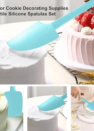 Premium Silicone Spatula Set, JXWING Flexible Heat Resistant Non-slip Handle Baking Cooking Rubber Spatulas, Aqua Sky
