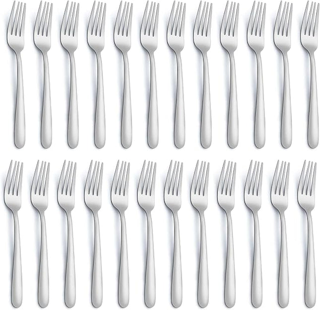 24 Pieces Dinner Forks, Forks Silverware(8 inches), Food Grade Stainless Steel Flatware Forks, Mirror Polished & Dishwasher Safe, Using for Home, Restaurant or Kitchen