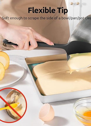 U-Taste Silicone Spatula Set with 600 Degrees Fahrenheit Heat Resistant (Black)