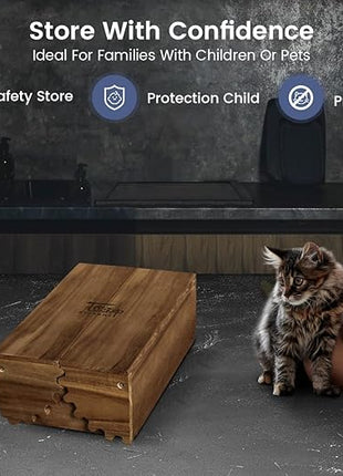 Steak Knives Set of 6 with Drawer Organizer, 4.8 Inch High Carbon Japanese Style Non Serrated Meat Knife with Wood Handle, Damascus Pattern Full Tang Design, Razor Sharp Dinner Knives