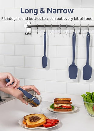 Heat Resistant Silicone Spatula Set: U-Taste 600ºF High Temp Seamless Food Grade Food Grade Flexible Rubber Silicon Kitchen Cooking Mixing Baking Scraper for Nonstick Cookware Set of 4 (Midnight Blue)