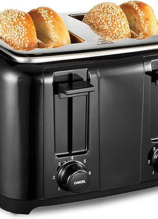 Proctor Silex Deluxe Hot Sandwich Maker, Nonstick Plates, Stainless Steel & 4 Slice Toaster, Cool-Touch Walls, Shade Selector, Toast Boost, Auto Shut-off and Cancel Button, Black