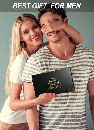 Whiskey Glass Set of 2, veecom 10 oz Crystal Whiskey Glasses Thick Bottom Bourbon Glasses Old Fashioned Rocks Glass Tumbler for Scotch, Cocktail, Liquor, Home Bar Whiskey Gifts for Men (Glass Set 2)