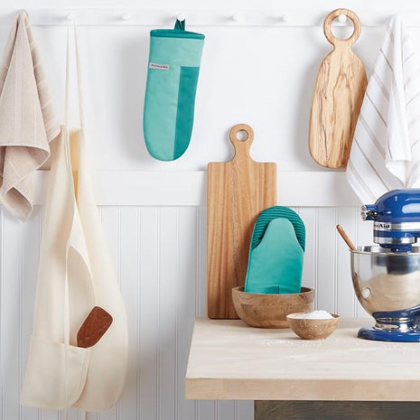 KitchenAid Beacon Two-Tone Non-Slip Oven Mitt Set, Aqua Sky, 5.75"x13", 2 Piece