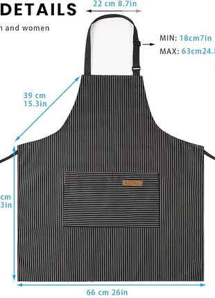 2 Pack Adjustable Bib Apron with 2 Pockets Chef Cooking Kitchen Restaurant Aprons for Women Men