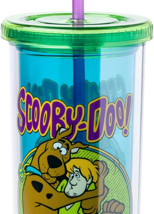 Silver Buffalo Scooby-Doo Plastic Tall Cold Cup with Lid and Straw Featuring Scooby-Doo and Shaggy, 20 Ounces
