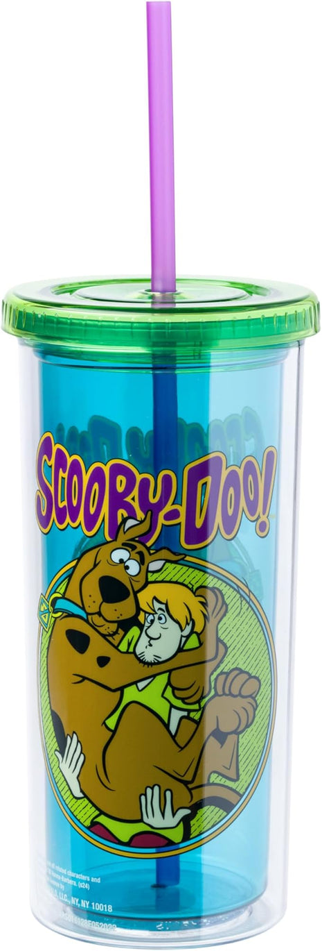 Silver Buffalo Scooby-Doo Plastic Tall Cold Cup with Lid and Straw Featuring Scooby-Doo and Shaggy, 20 Ounces